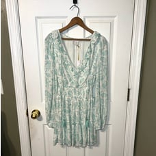 New House of Harlow Ruffle Smocked Waistband Paisley Print Dress Size XS