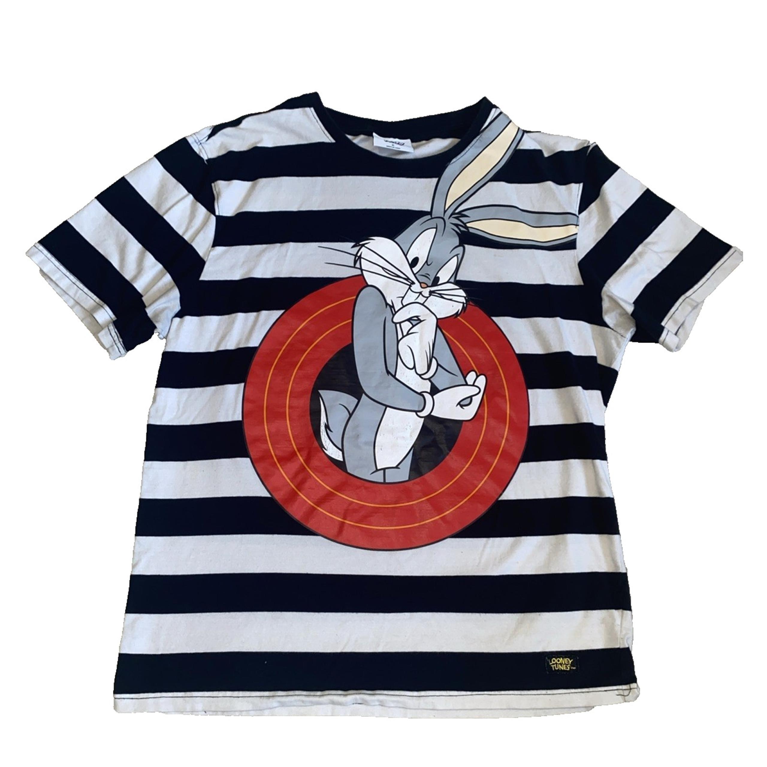 Bugs Bunny Looney Tunes Size XL Double Sided Graphic T Shirt Striped Y2K