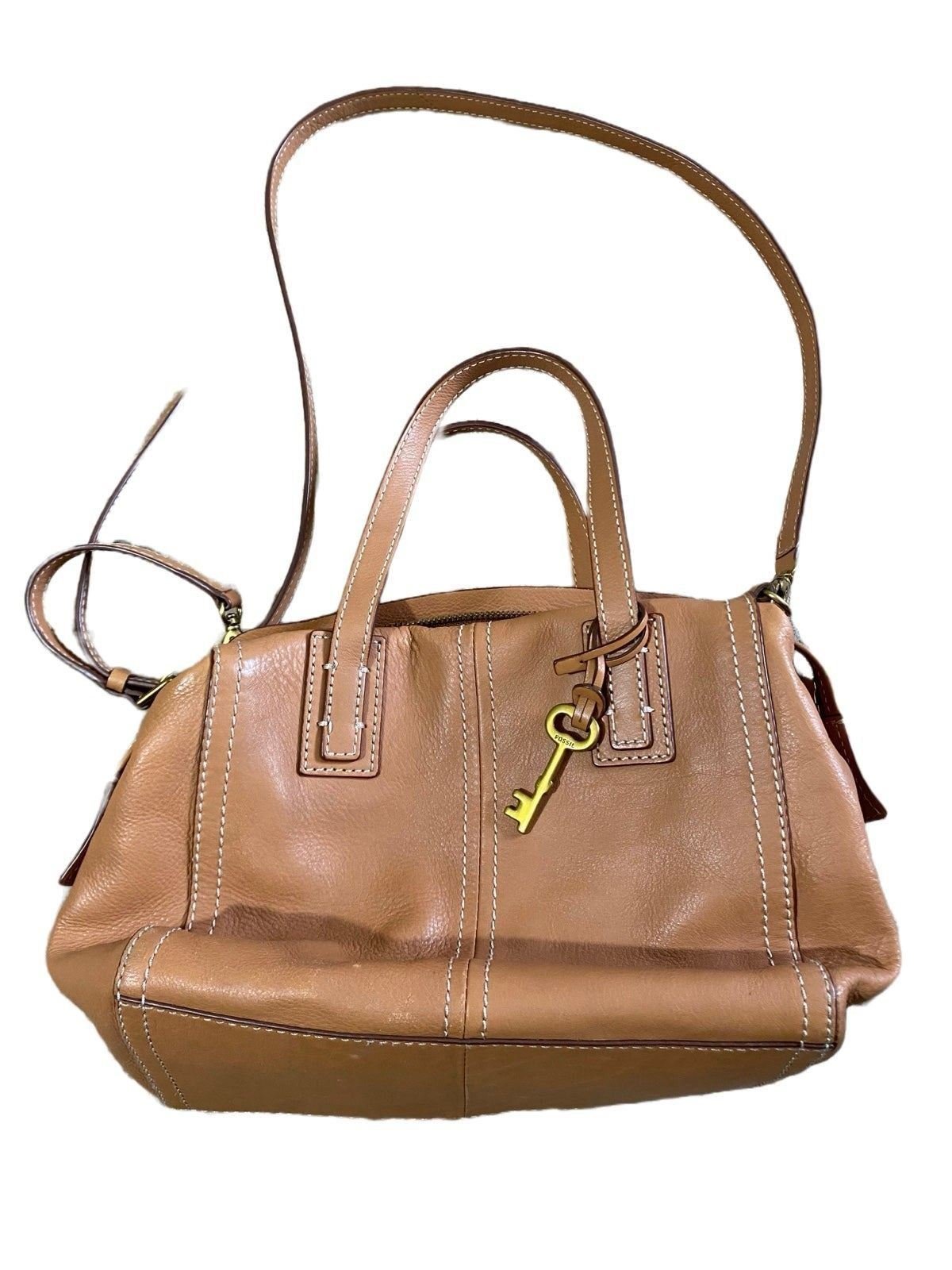 Fossil light brown crossbody Emma satchel bag purse