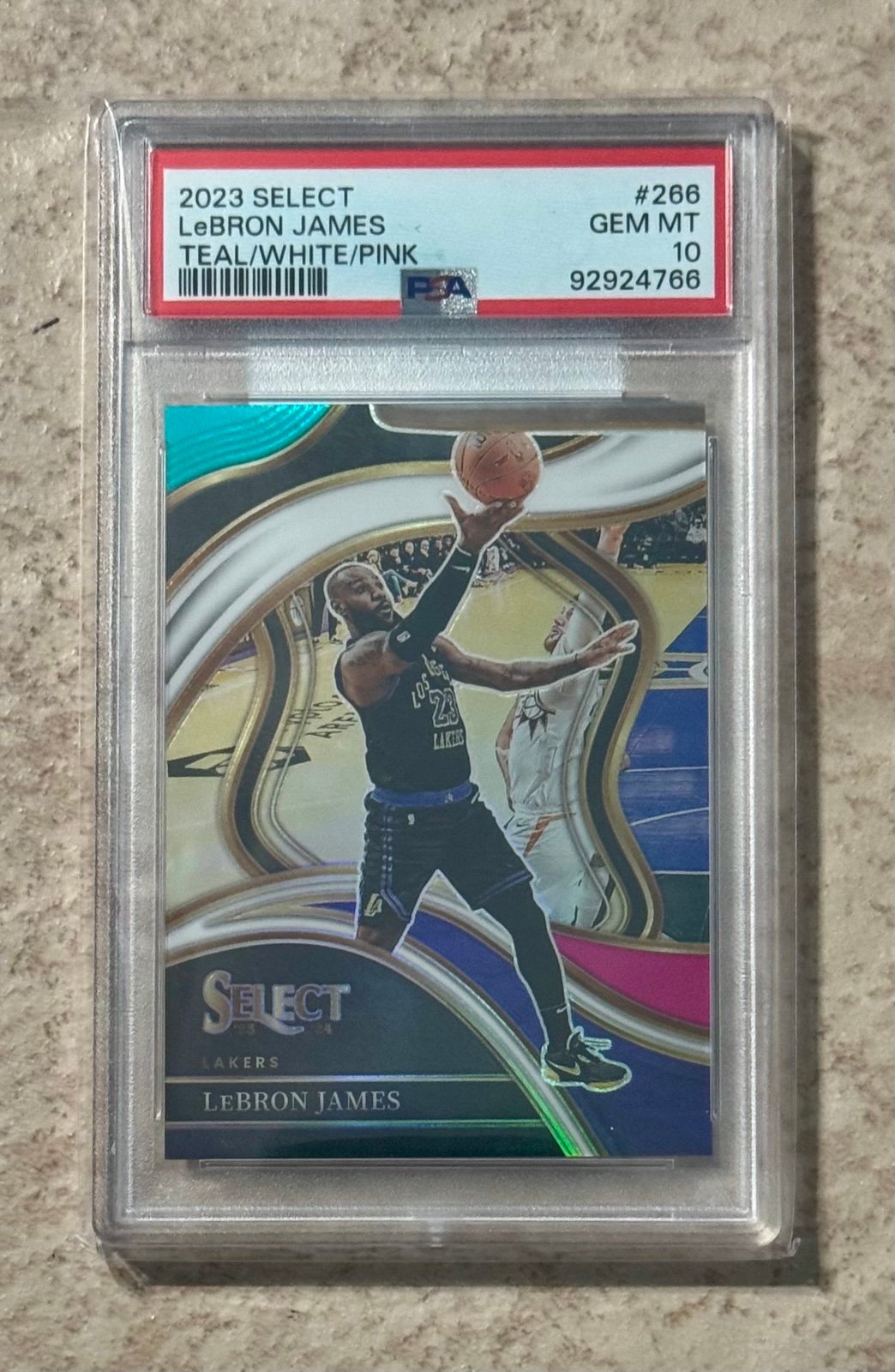Lebron James 2023 Select Teal White Pink Prizm Courtside #’d/49 PSA 10 Gem Mint