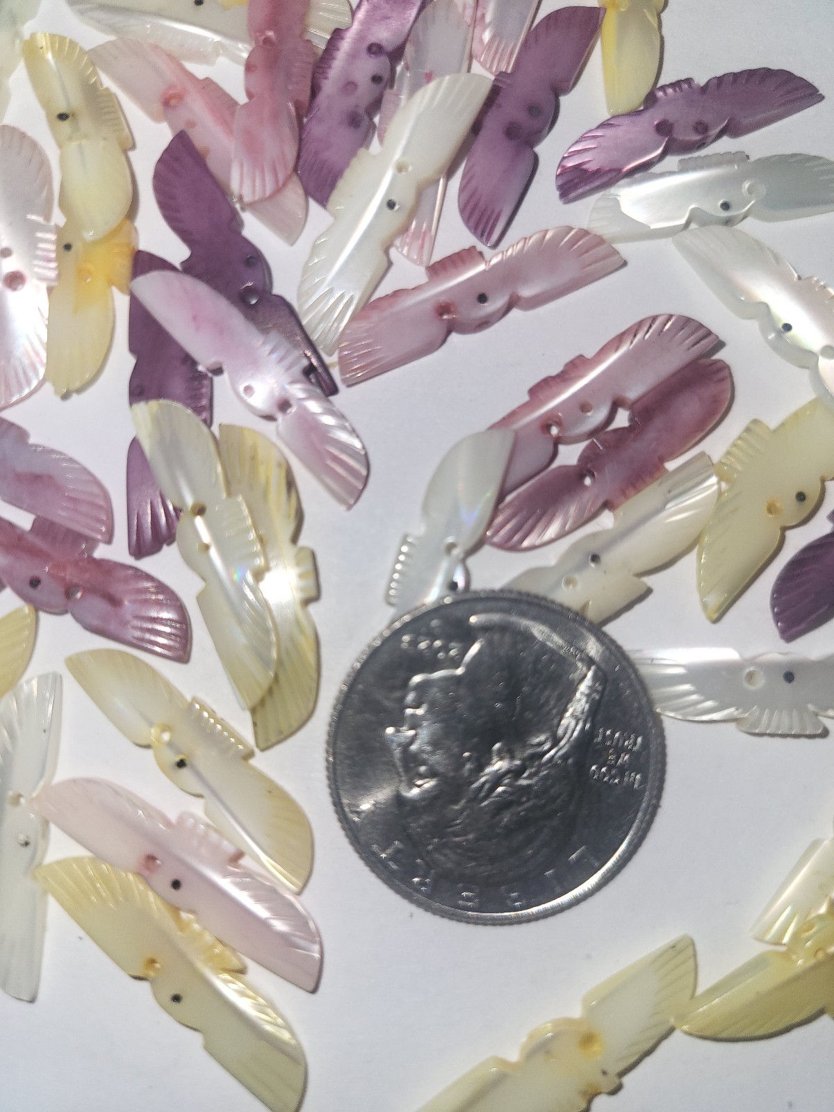 48 Thunderbird Mother of Pearl Fetish Beads. Vintage but New. Southwestern theme