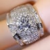 Sterling Big Zircon Dimond Stone Ring for Women