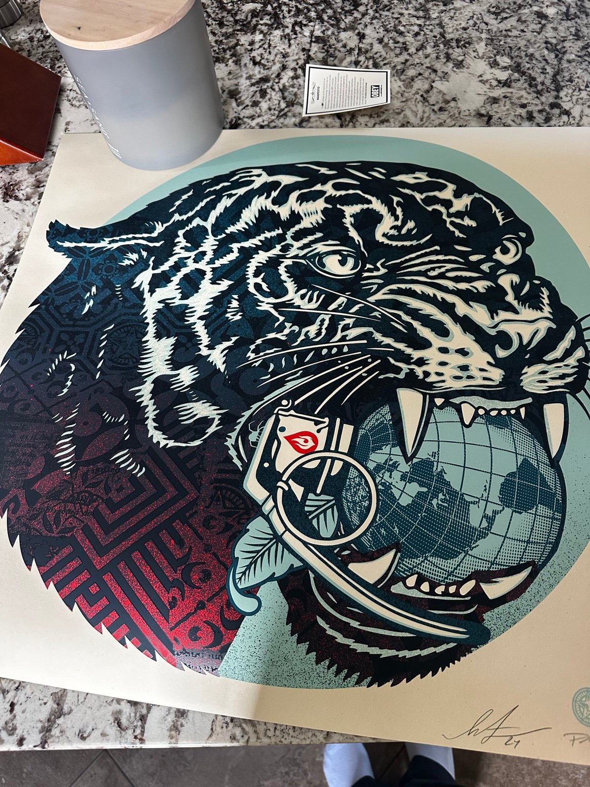 OBEY x SHEPERD FAIREY “CLIMATE CLASH” *CREME* (AUTOGRAPHED + NUMBERED (#/275) )