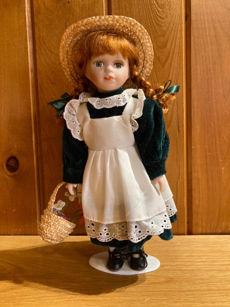 Porcelain Doll w/ Red Hair & Green Dress