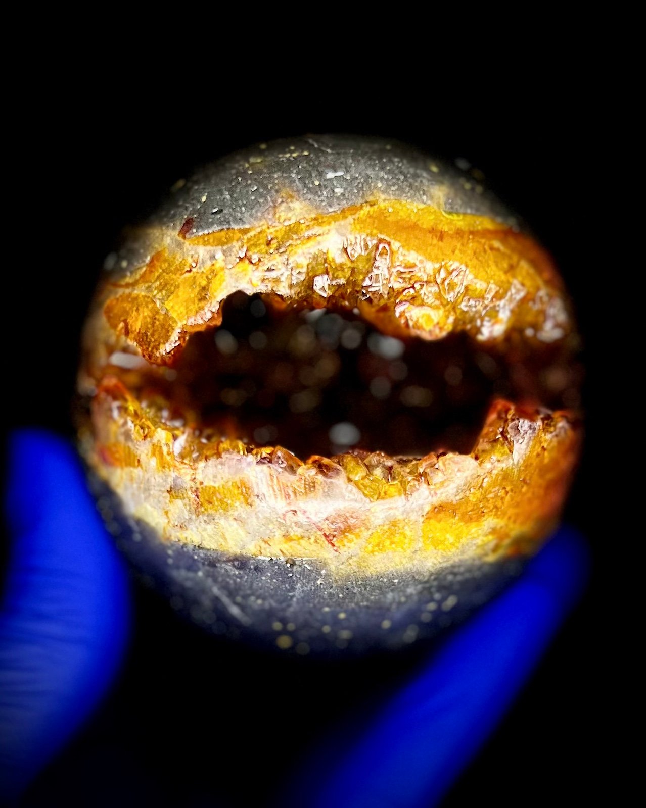 Citrine Crystal Sphere Packman Shaped