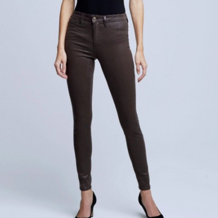 NWT L'AGENCE Marguerite High Rise Skinny Jean in Chocolate Coated - Size 24
