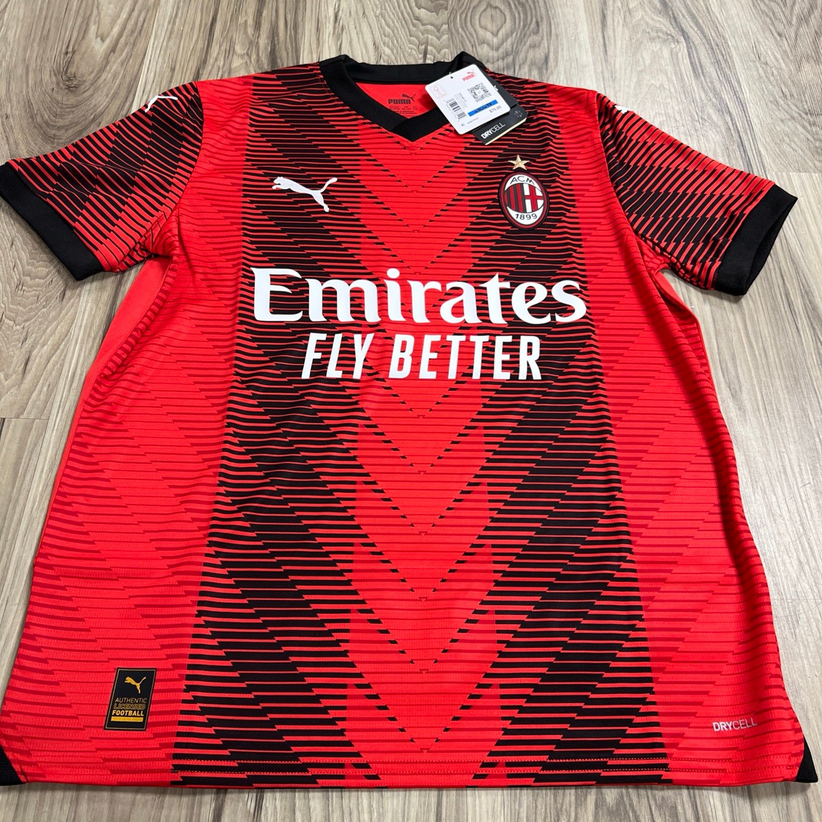 Puma AC Milan 2023/24 Home Kit Football Shirt Size Youth XL Red Black 75 NWT
