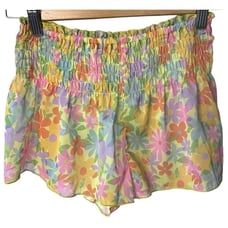 Lovers + Friends Flutter Shorts Women's XS Floral Colorful Sheer Elastic NWT