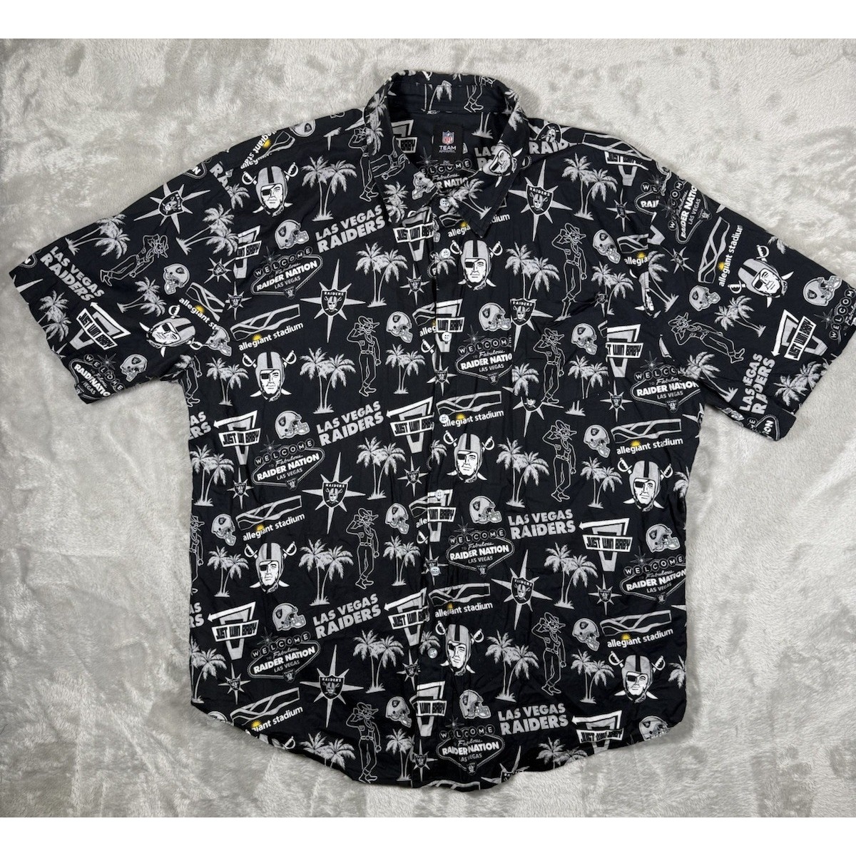 Las Vegas Raiders Mens Authentic NFL Stadium Button Up Shirt Hawaiian XXL