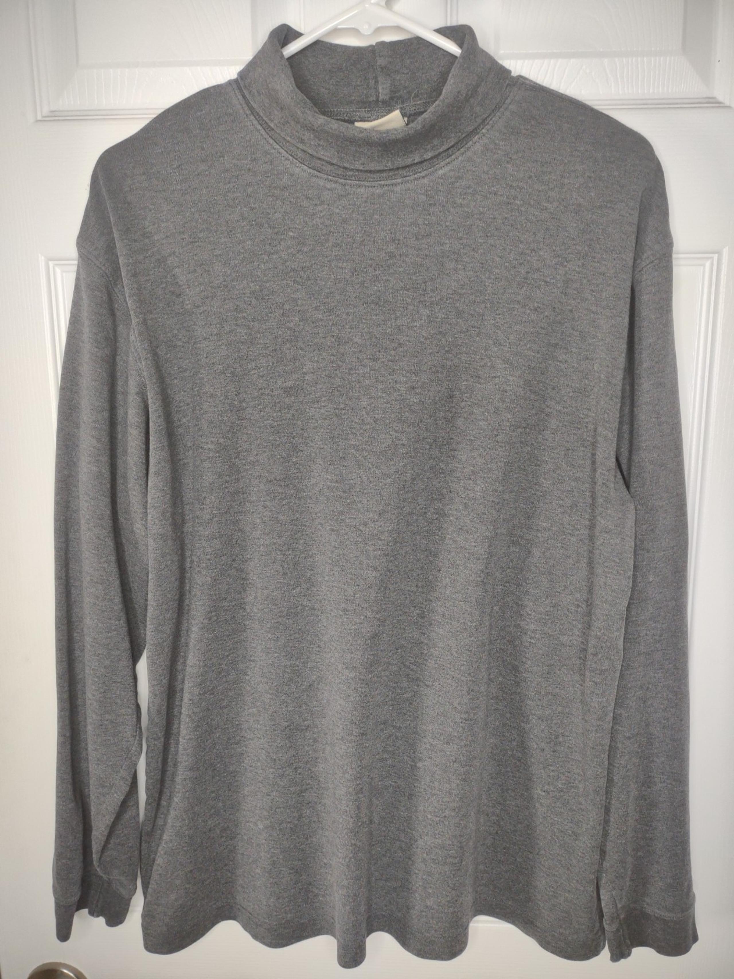 Vintage LL Bean Turtleneck Shirt Men's Size XL Gray Pullover 100% Cotton.