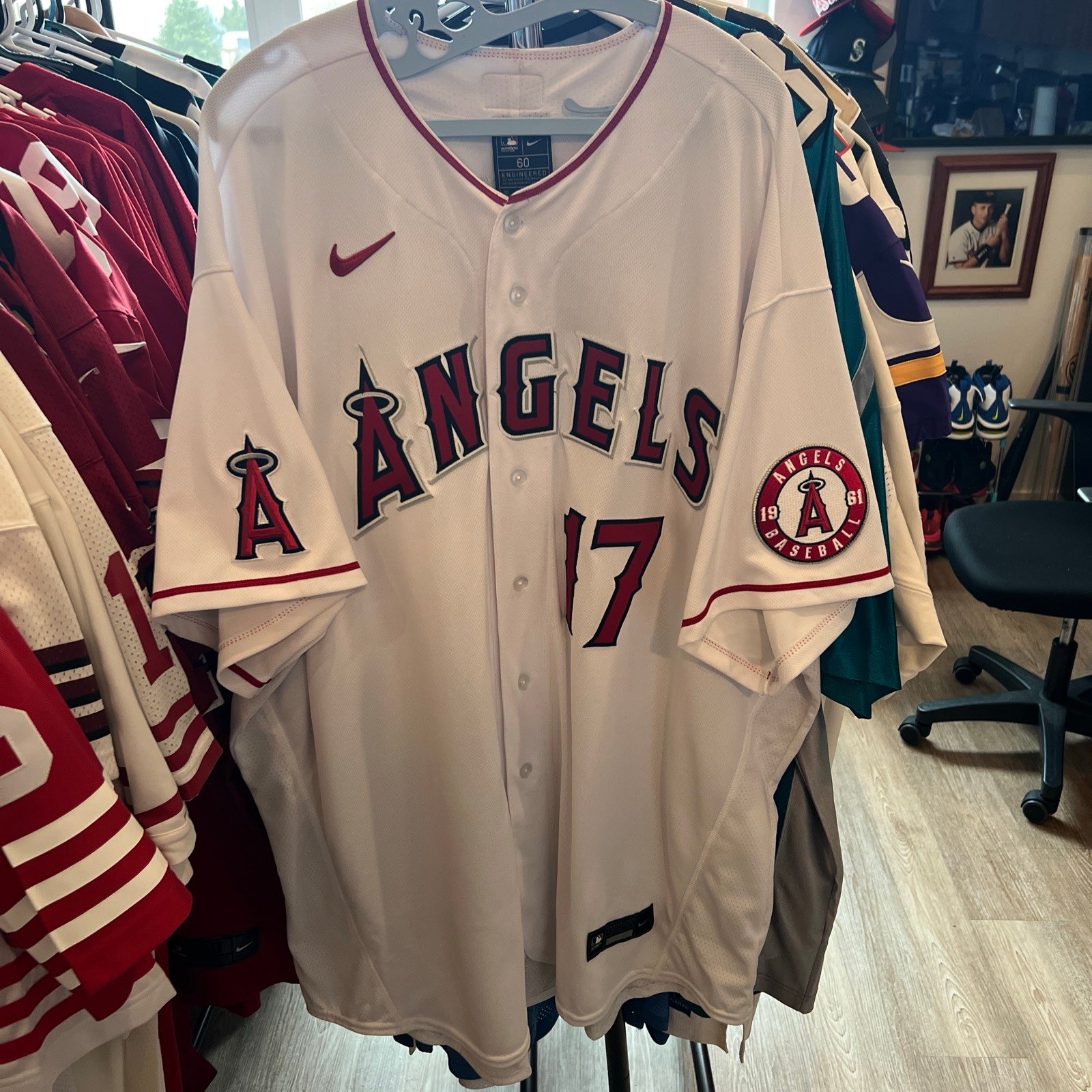Authentic Shohei Ohtani LA Angels Home White Flex Base Jersey 60 Reg538 RARE
