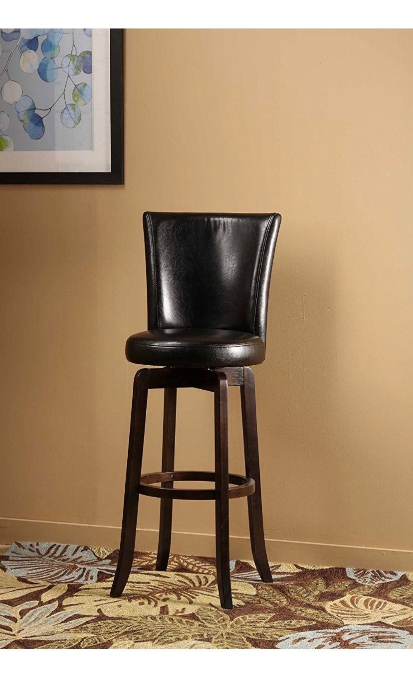 Hillsdale Copenhagen Swivel Counter Stool, Black Leather