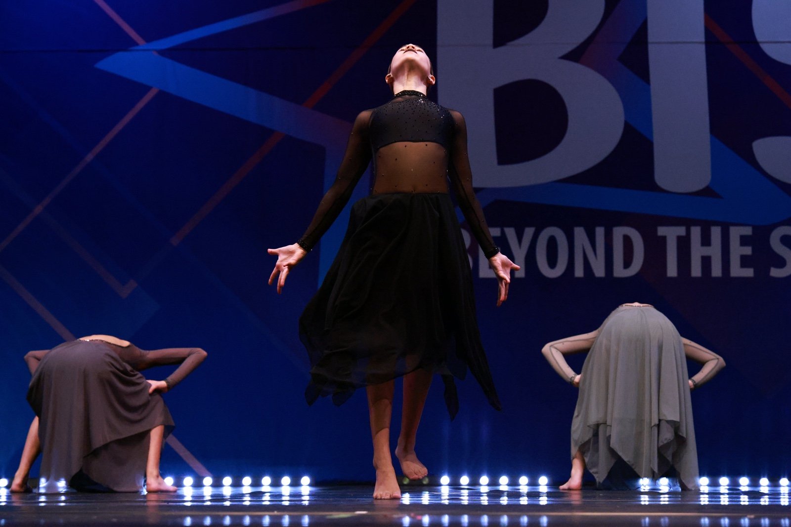 Black flowy contemporary lyrical dance costume adult XS