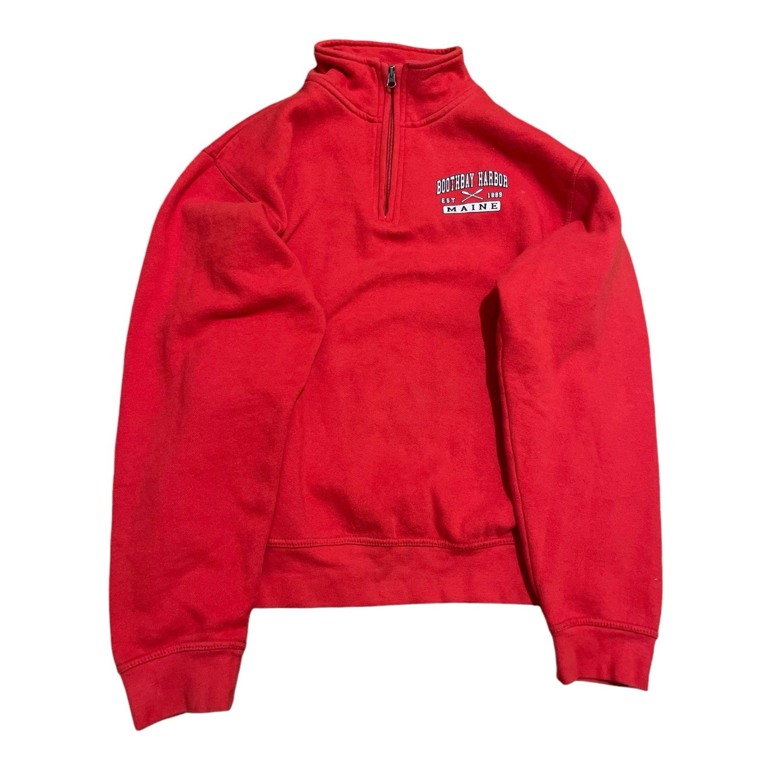 Vintage Y2K  Men Boxy Fit Half Zip Pullover Boothbay Harbor Red Sweatshirt Sz M