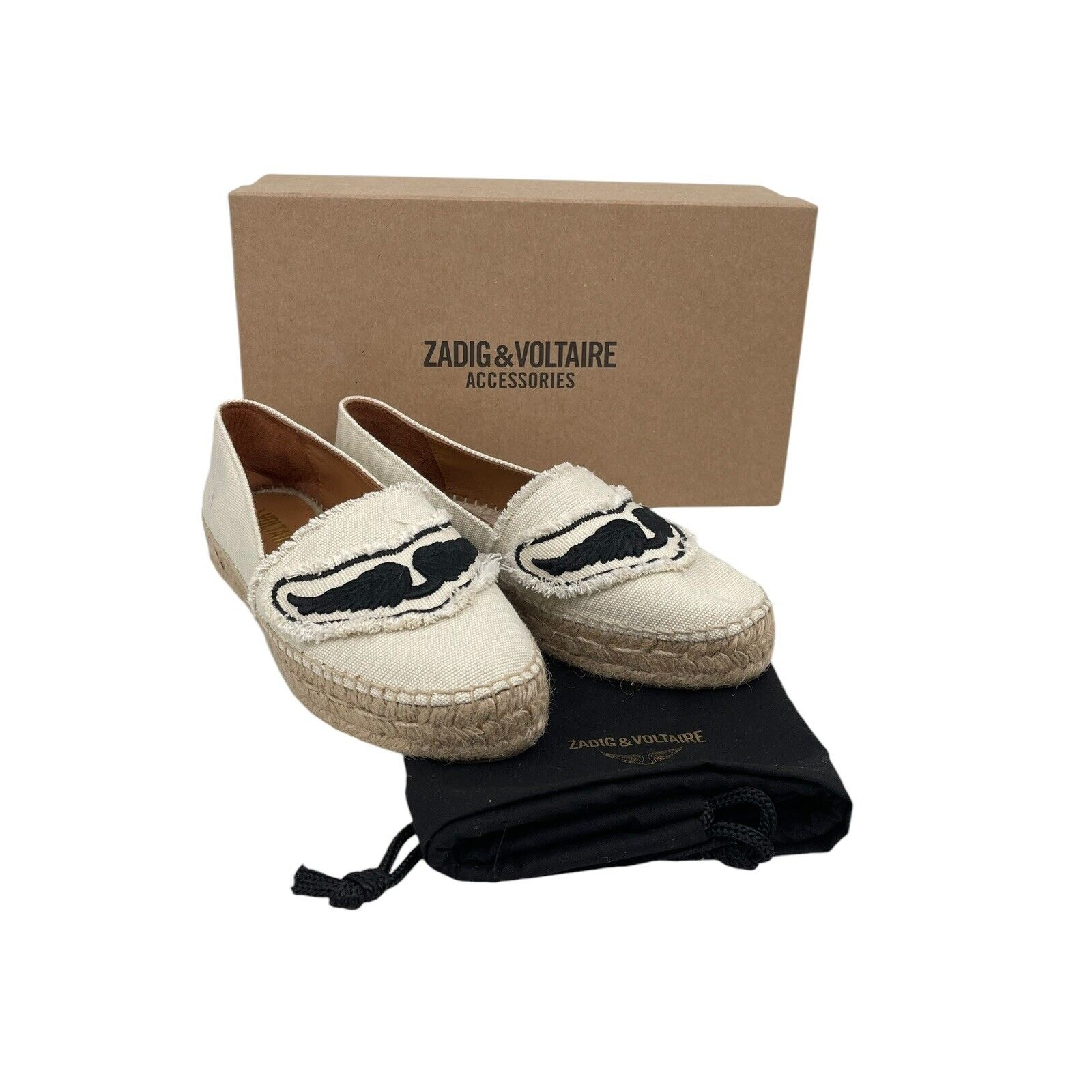 Zadig & Voltaire Canvas Espadrilles Off White Cotton Canvas Wings Size 37
