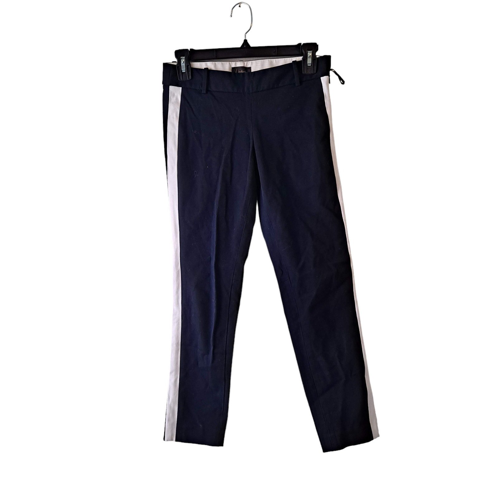 Babaton Aritzia Dexter Pants w Side Tuxedo Stripe & Zip in Navy & White - Sze 0