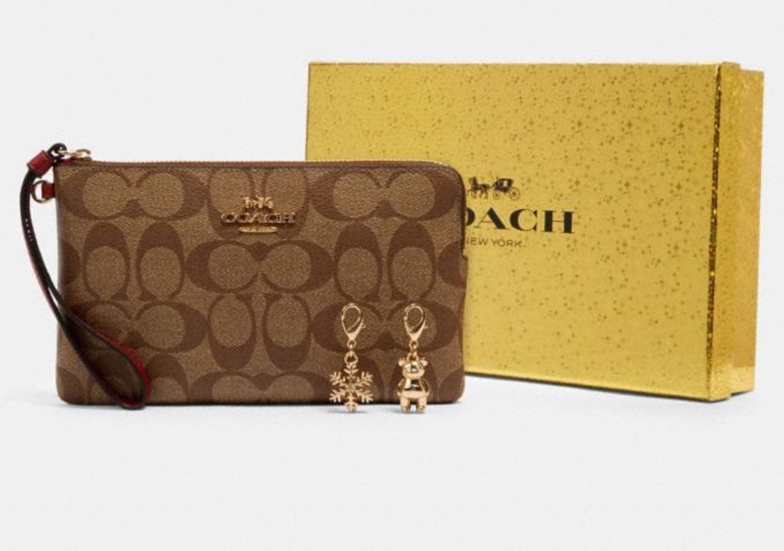 Coach Large Graphic Logo Wristlet and Charm Box Set