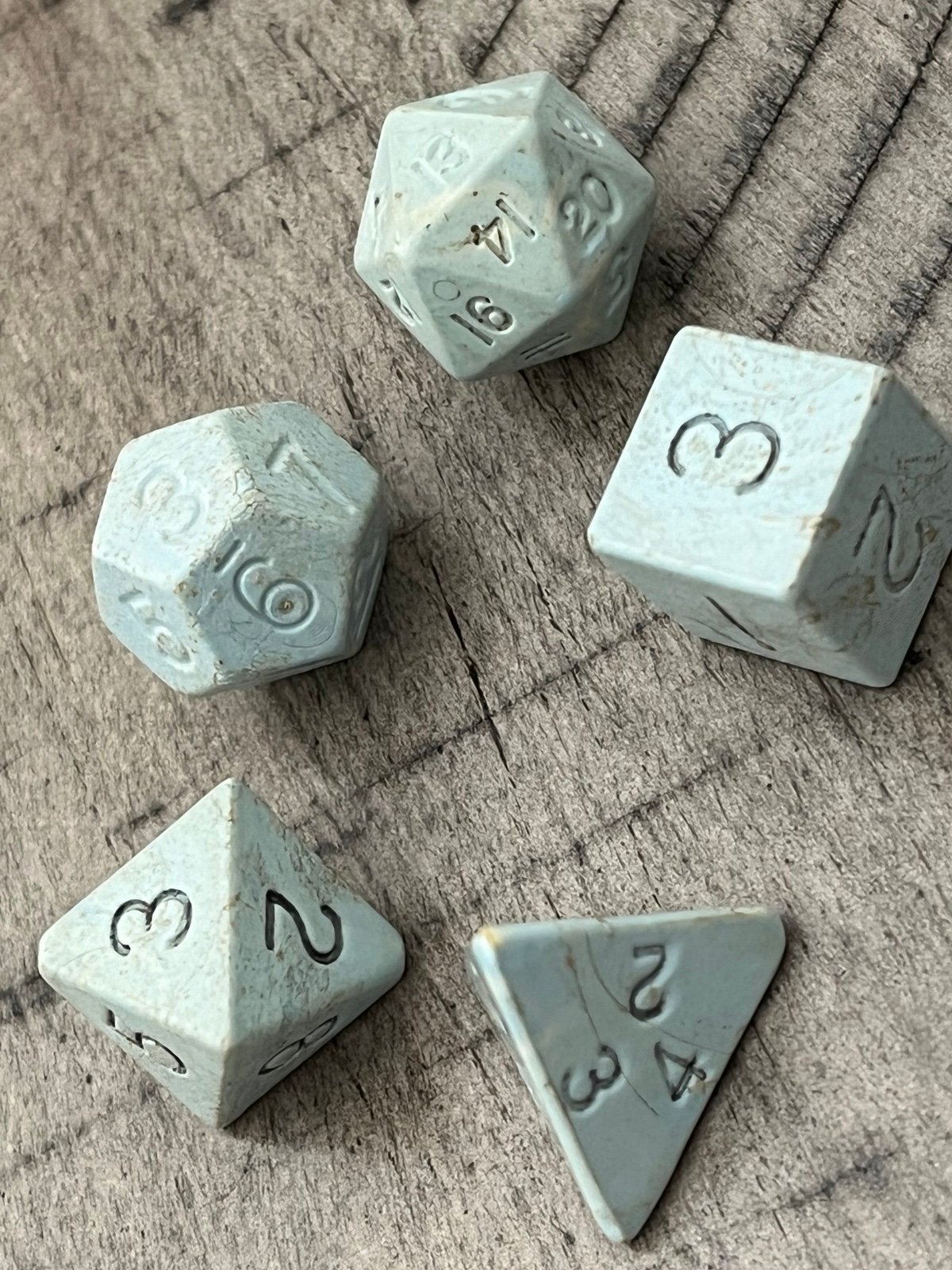 Older vintage Moldvay rpg d20 d12 d10 d8 d4 dice 120723aC@ZFI