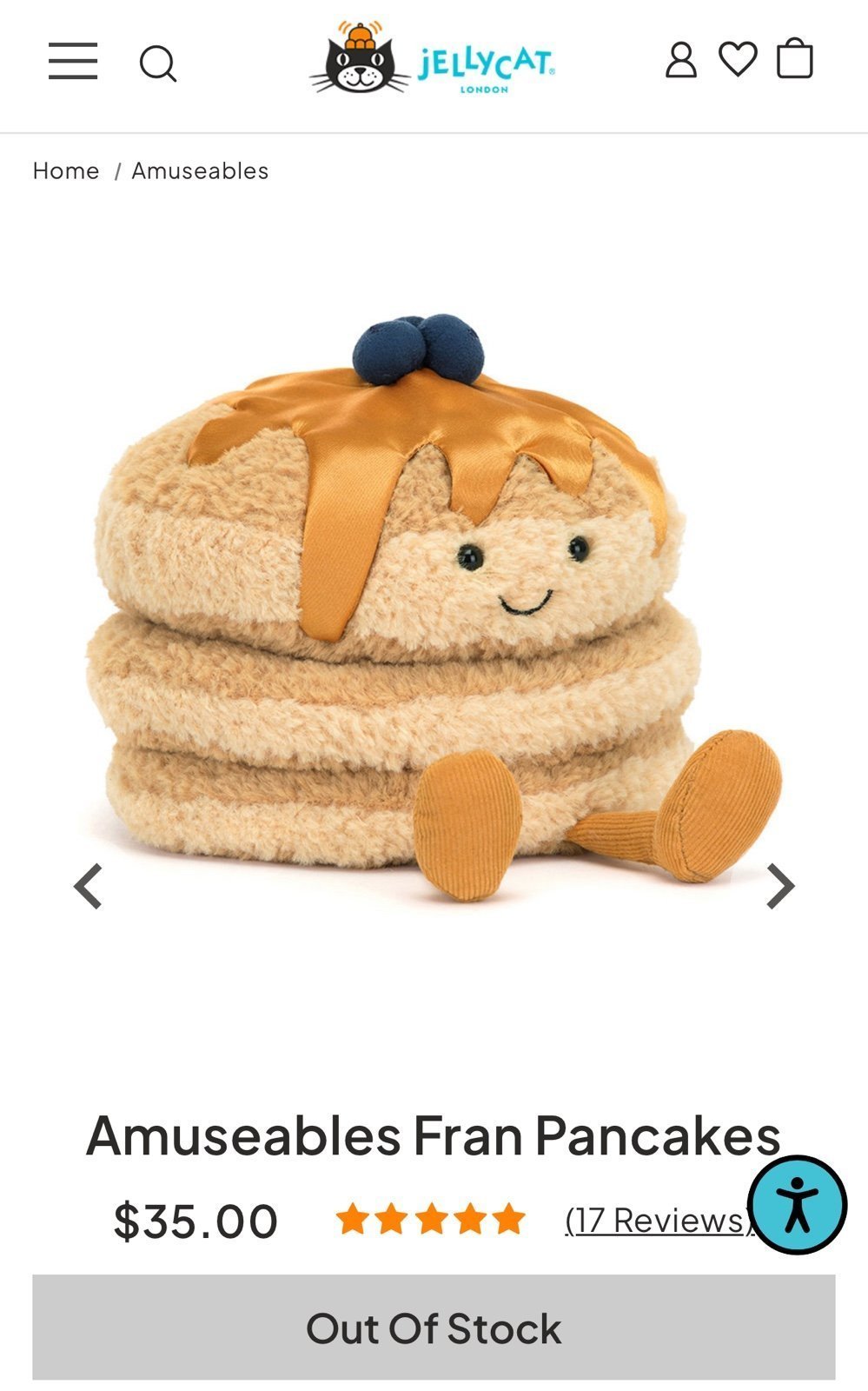 Jellycat Amuseables Fran Pancakes (Rare & Super Popular!)