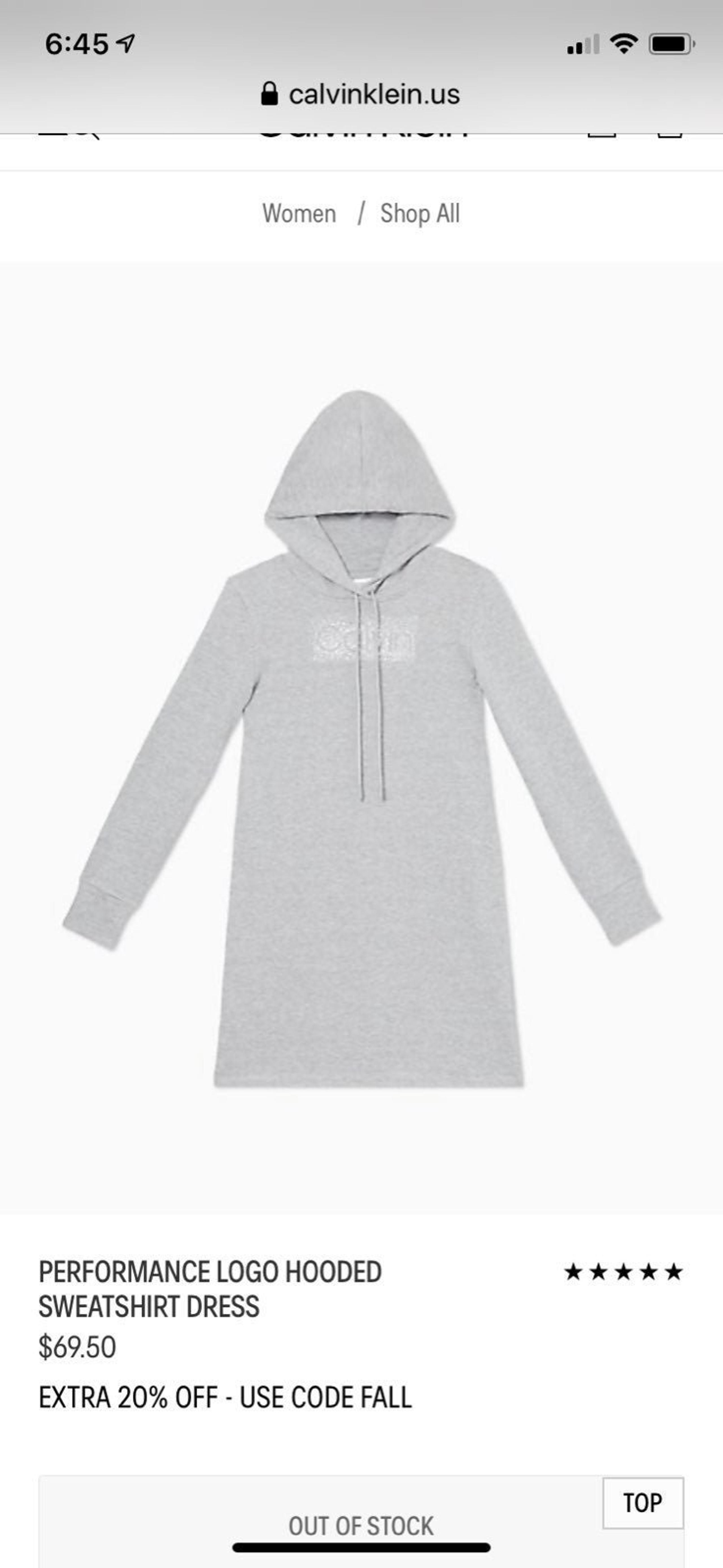 Calvin Klein CK Rhinestone Hooded Sweatshirt Sweat Shirt Dress Size Large NWT