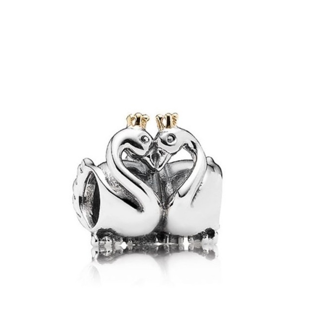 Pandora Swan Embrace Sterling Silver Charm With 14K Gold Crown