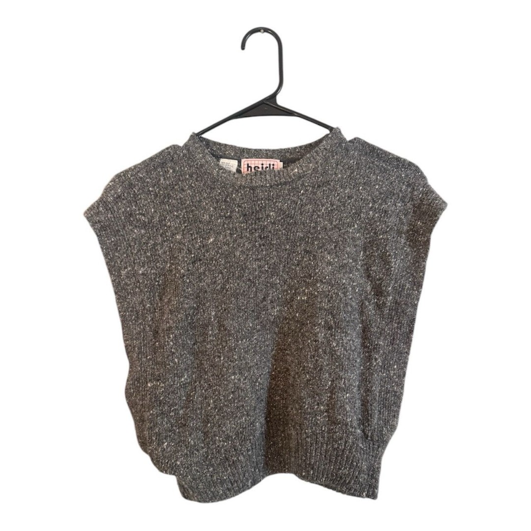 Vintage 1980s Silk Angora Blend Sweater Vest Heidi Large Gray