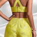 Yellow Jaquard Two Piece Halter and Short Set