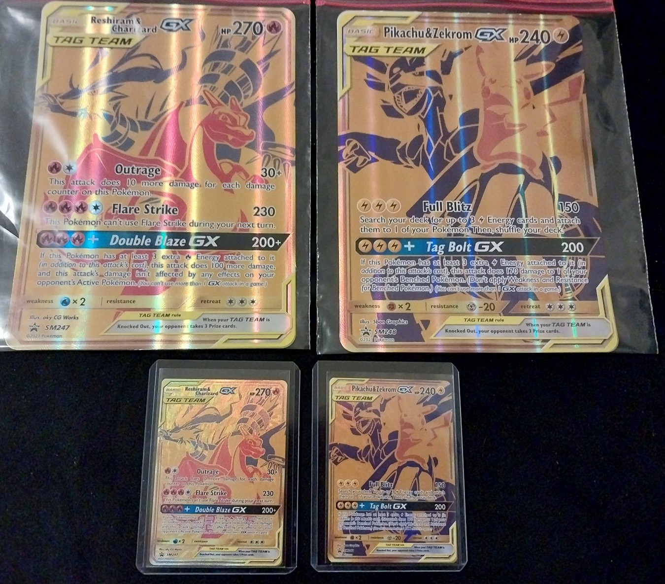 Pokemon Reshiram & Charizard GX ~ Pikachu & Zekro GX ~ Promo Cards + Jumbo cards