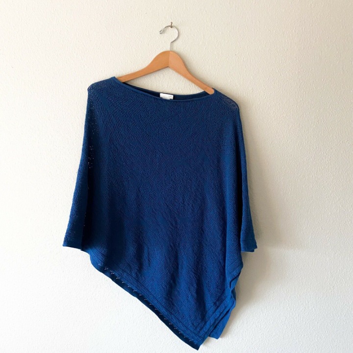 J. jill cotton linen blend knit blue shawl one size
