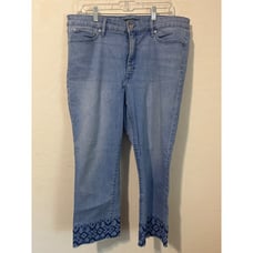 Lauren Ralph Lauren Sz 16 Medium Wash Embroidered Hem Crop Jeans Boho