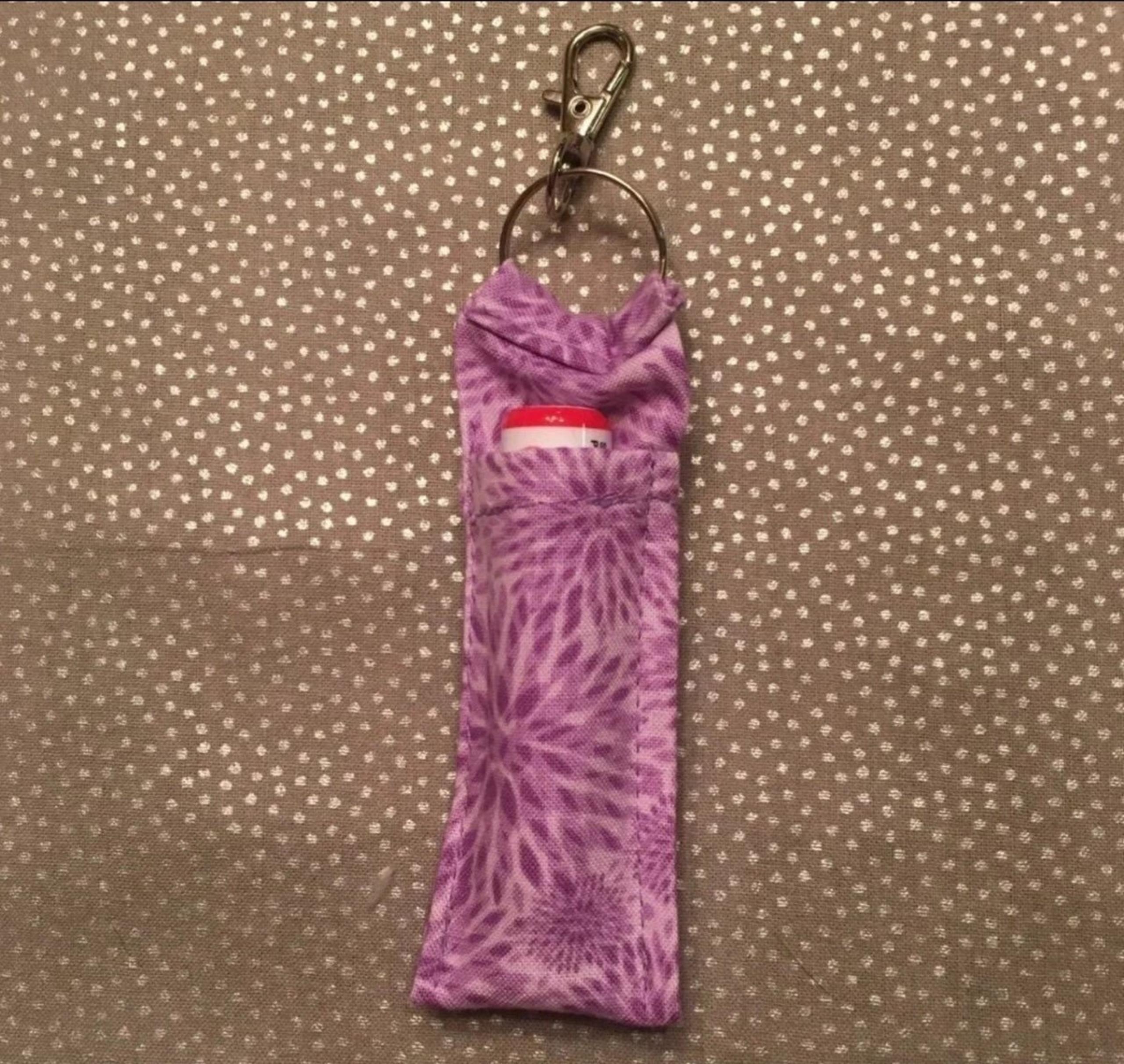 Purple Print Chapstick Holder/Strawberry Chapstick