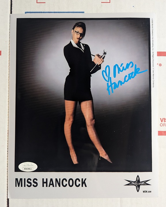 Stacy Keibler Signed Miss Hancock 8x10 Metallic Photo JSA COA WWE WCW Wrestling
