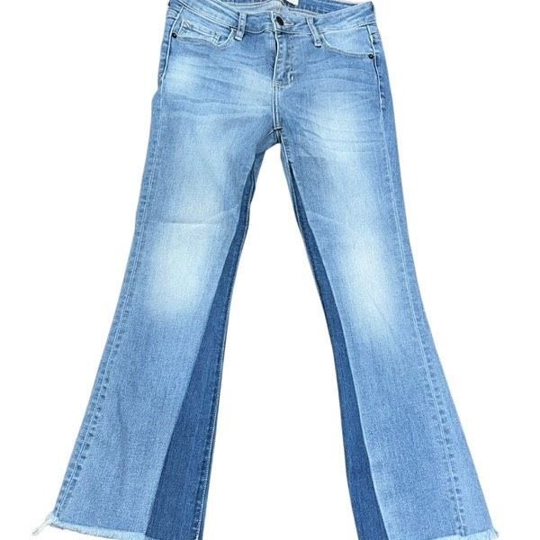 Hidden Jeans Two Tone Cropped Bell Bottom Flared Jeans Size 25
