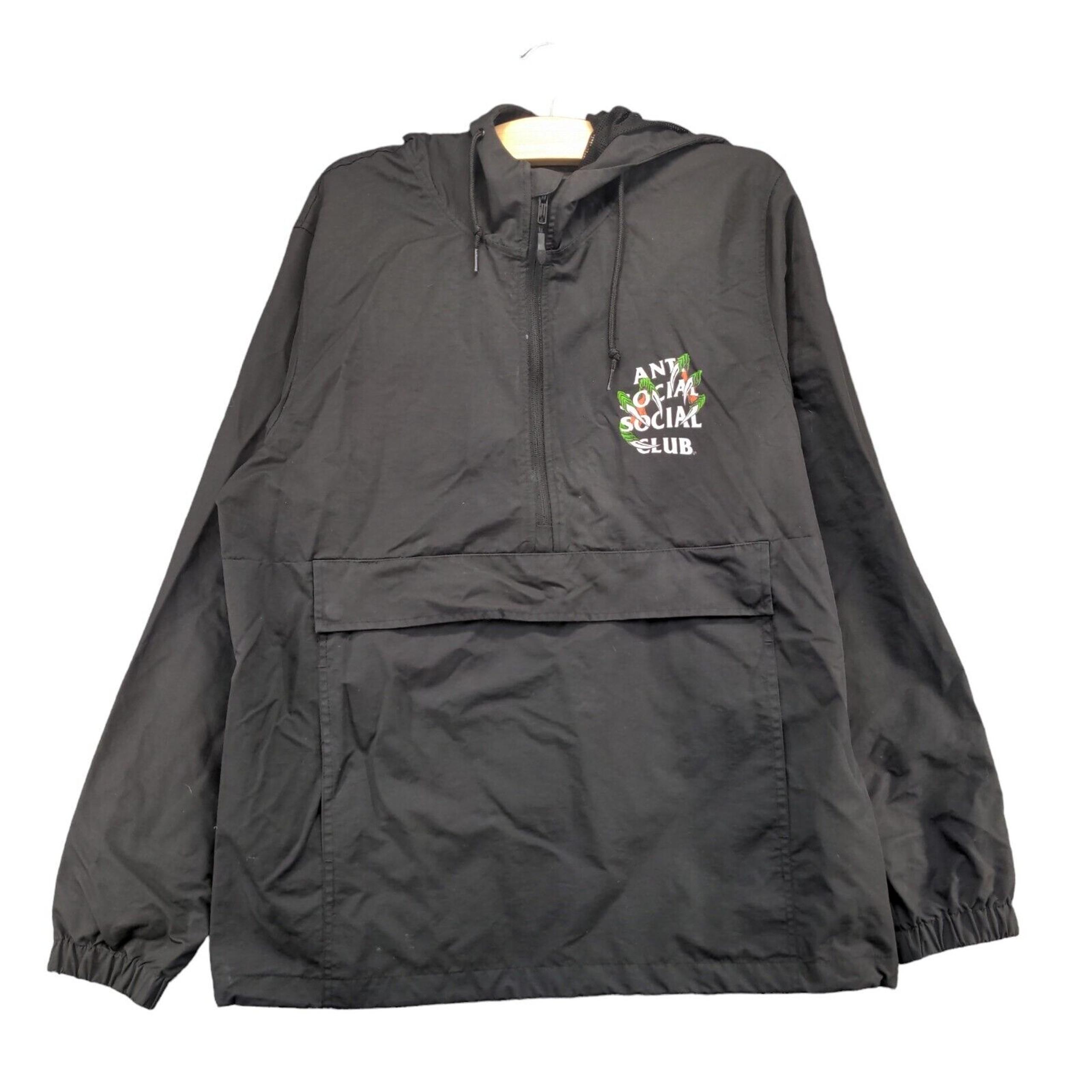 Anti Social Social Club Men's Anorak Jacket Medium Long Sleeve Black Cotton