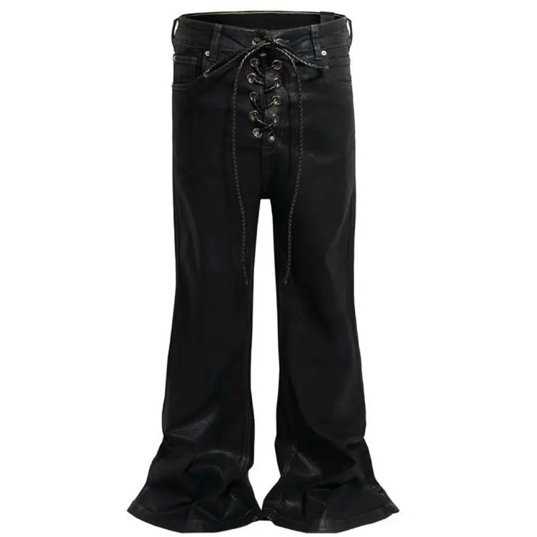 Front lace-up, coating, flare silhouette, bell-bottom