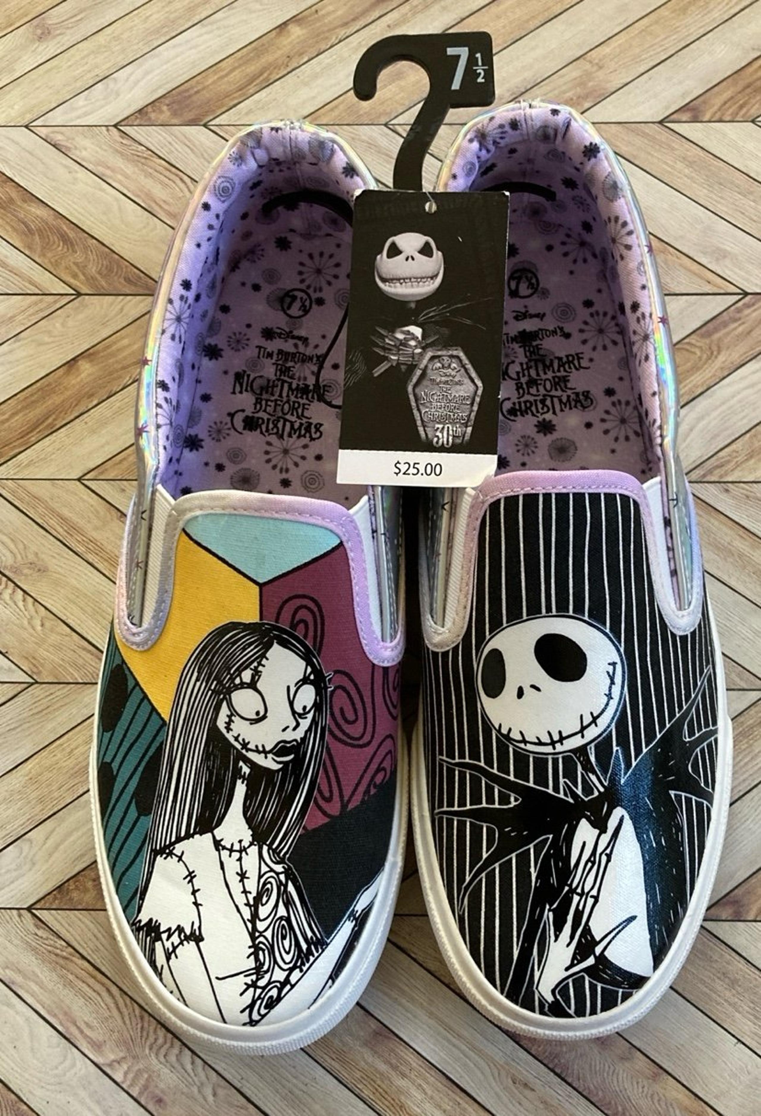 Slip on Jack and Sally Shoes Disney NWT Nightmare Before Christmas Size 7.5