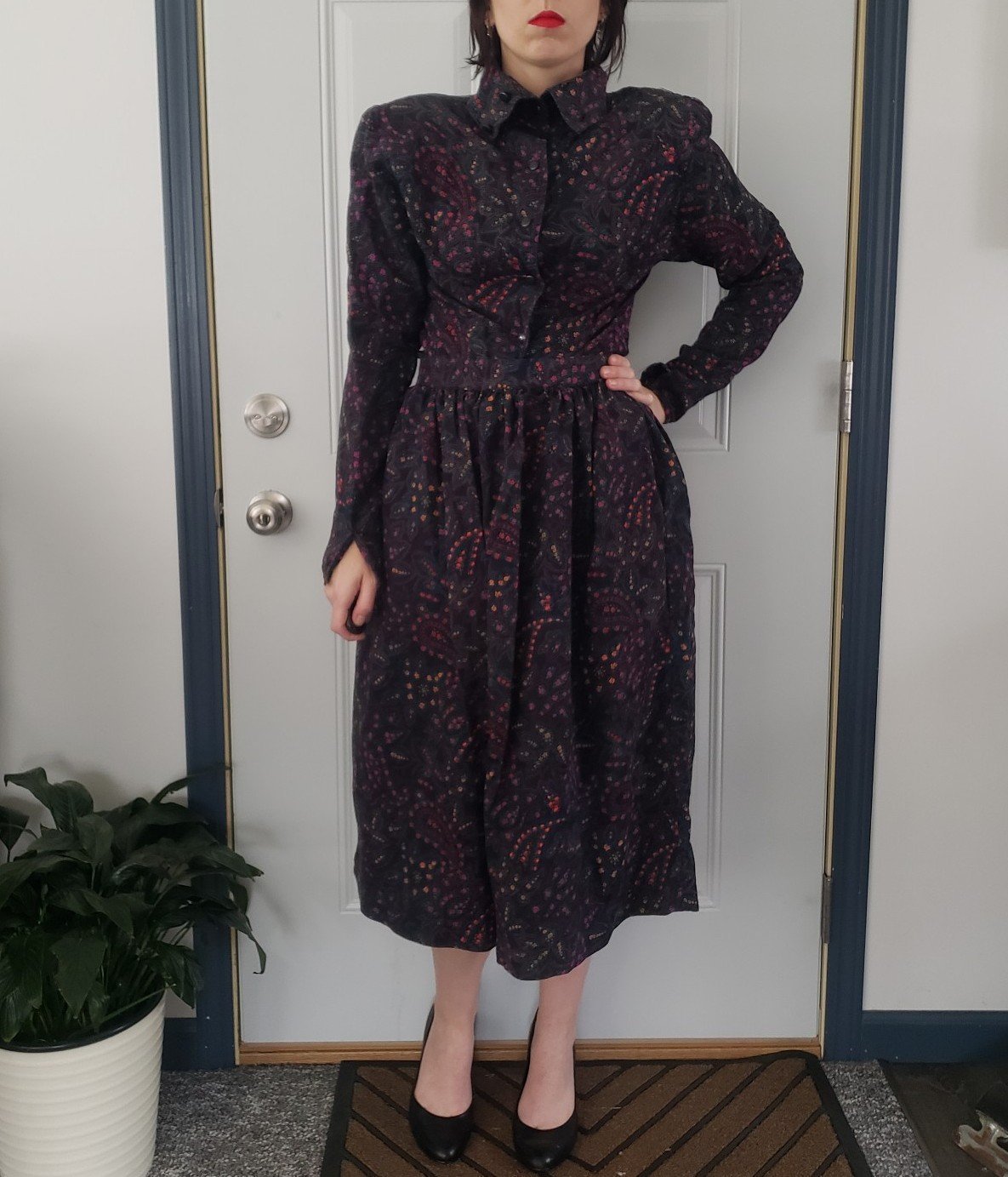 80s Silk and Wool Blend Paisley and Floral Skirt Set