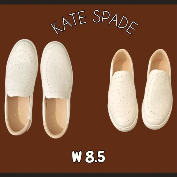 KATE SPADE Women's Azores Slip-On Leather White Loafers 8.5 NEW
