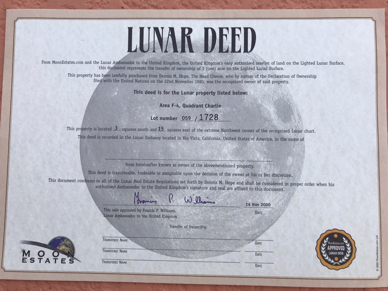 LUNAR LAND DEED