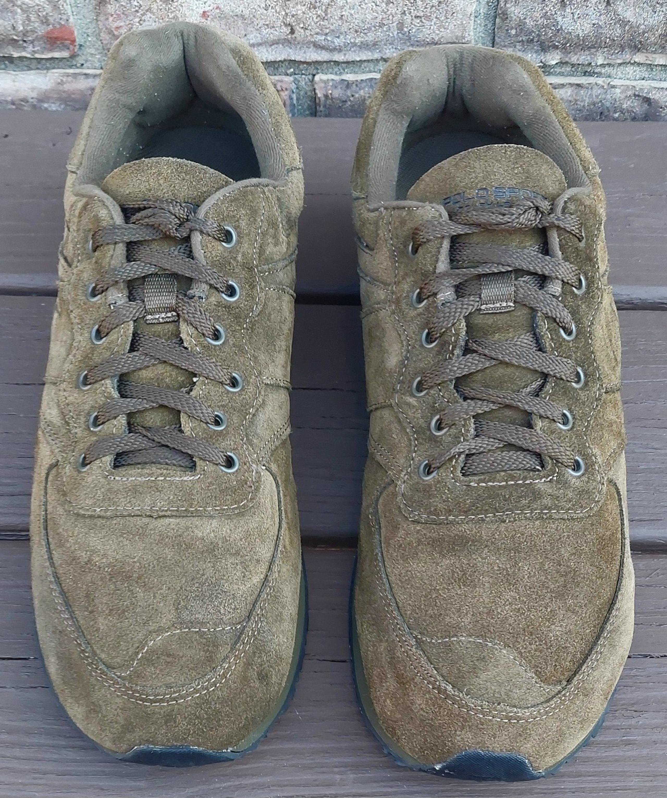 Polo Sport Ralph Lauren Shoes Men's 15D Slaton Pony P67 Suede Brown Sneakers