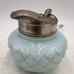 VTG 1930's Art Deco 4 H x 4 DIA Opaque Blue Quilted Glass Cream/Syrup Pitcher!