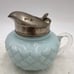 VTG 1930's Art Deco 4 H x 4 DIA Opaque Blue Quilted Glass Cream/Syrup Pitcher!