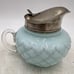 VTG 1930's Art Deco 4 H x 4 DIA Opaque Blue Quilted Glass Cream/Syrup Pitcher!