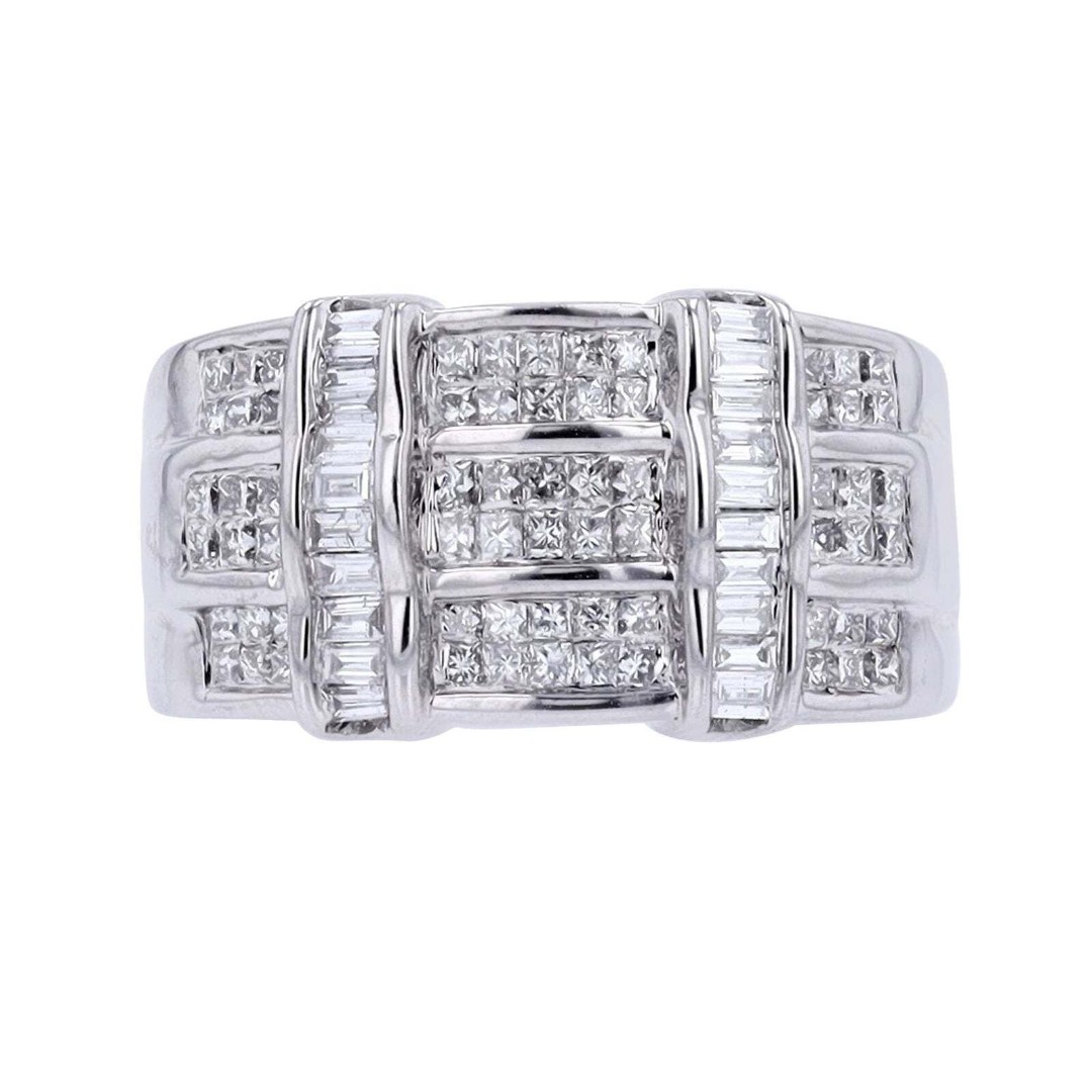 1.00 CT 14K White Gold Womens Natural White Diamond Ring Size 7