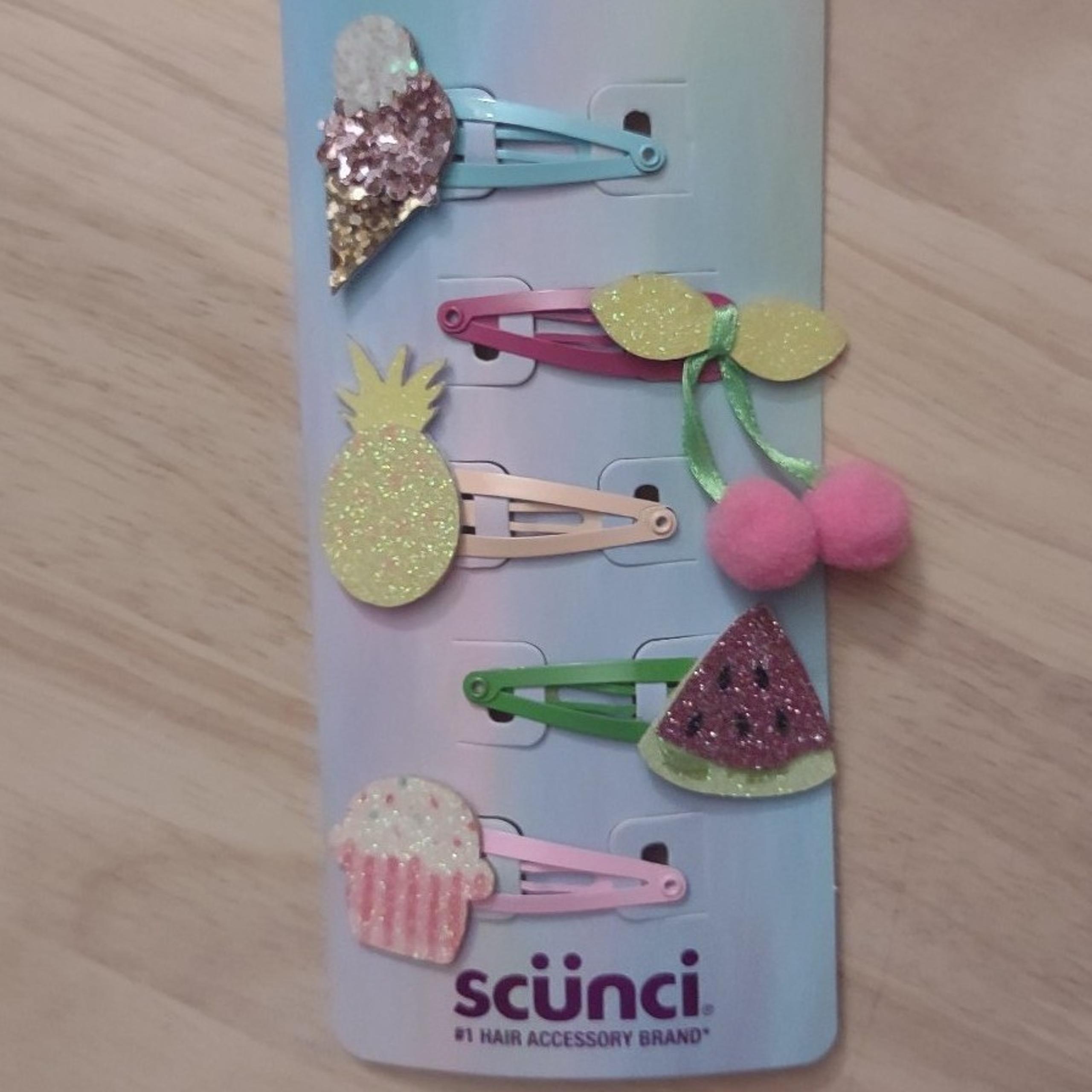Scünci Kawaii Decora Harajuku Summer Glitter Sparkle Charm Hair Clip Set