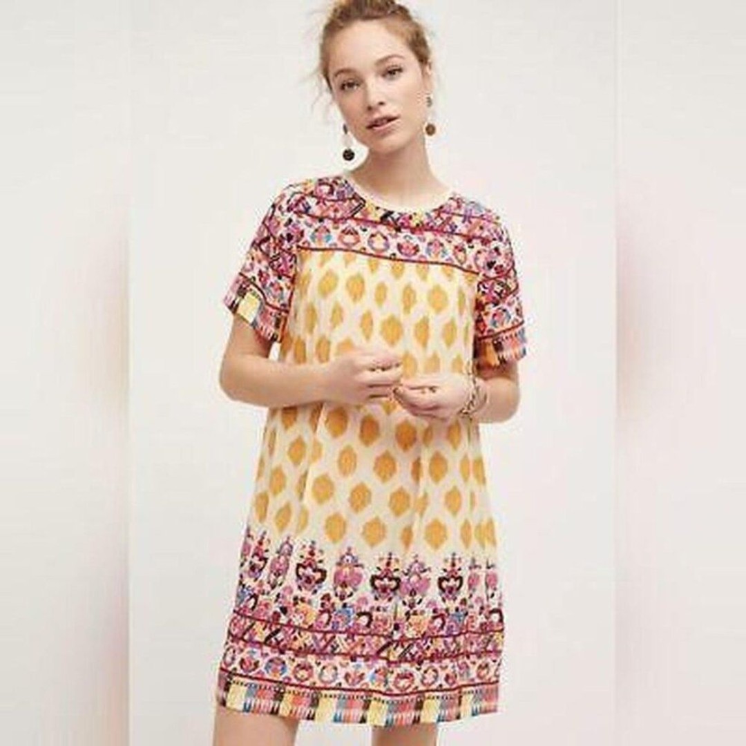 Tanvi Kedia Caltha Swing Tunic Multicolored Embellished Anthropologie Dress Sz S