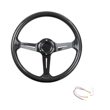 NEW JDM UNIVERSAL 350MM CARBON FIBER Acrylic Deep Dish 6 Holes Steering Wheel