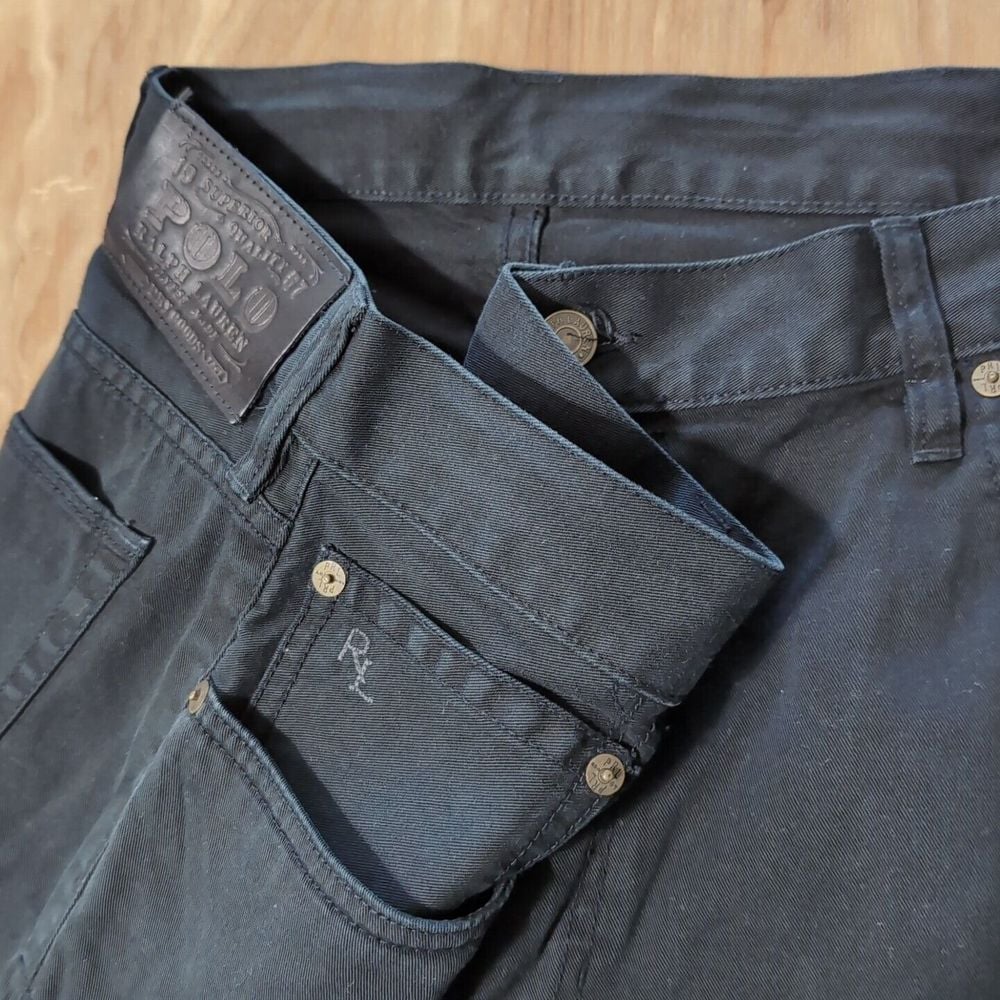 NEW Polo Ralph Lauren 5 Pocket Black Logo Pants Thin Jeans Chinos Straight 650