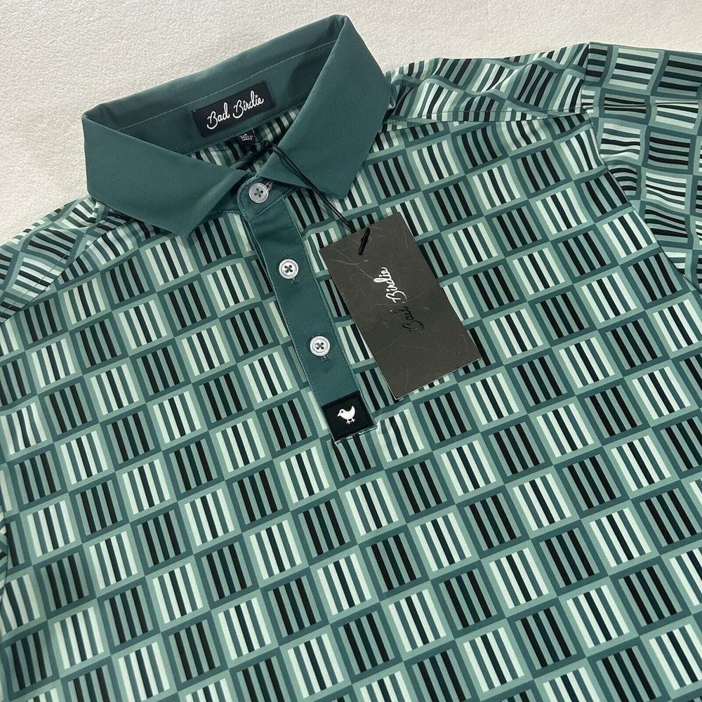 NWT Bad Birdie Men's Small Green Green's In Reg Stretch Core Golf Polo Shirt