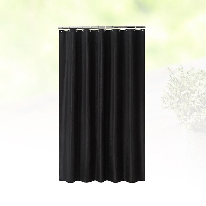 Solid Color Shower Curtain Black Waterproof Bathroom Polyester